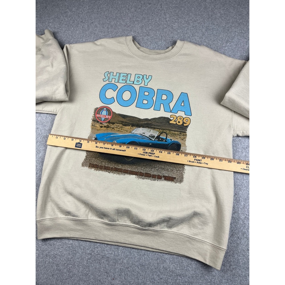 Shelby Cobra Sweatshirt Mens Large Beige Graphic Crewneck Car Racing Pullover - Picture 5 of 7